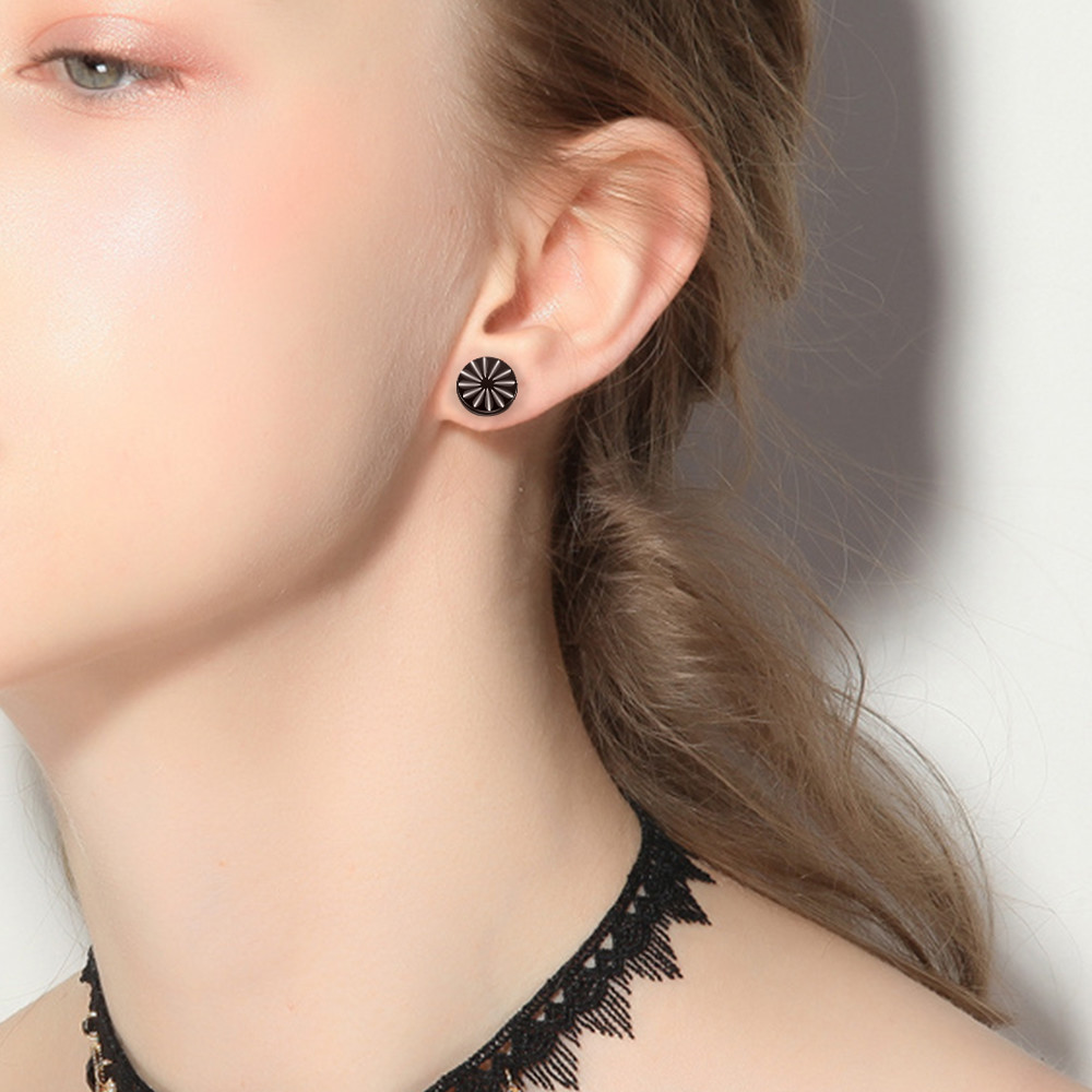 Newest fashion jewelry cool women earrings round black stud earrings