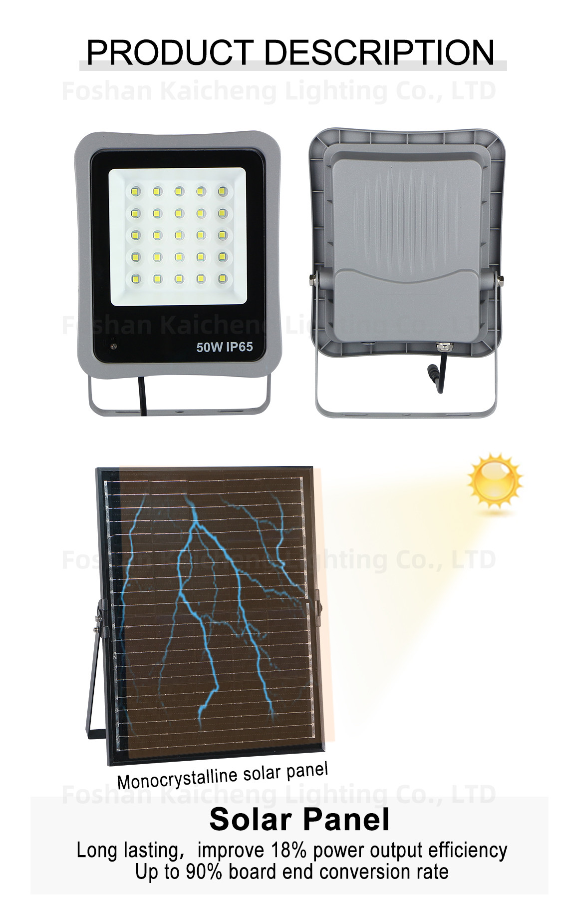 KCD IP65 Wireless Dusk To Dawn Auto Solar Monocrystalline Sport Stadium Floodlight 200w 500w 2000w Solar Flood Lights