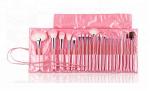 Lovely Pink 22Pcs Wool Horse Hair Makeup Brushes Silk Print Logo