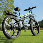 Folding Full Suspension Fat Tire Electric Bike 1000W 48V 26"*4.0 Snow Tire Disc
