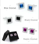 Metal Square Diamond Cufflinks Blue Color Fo Men Shirts Alloy Copper Material