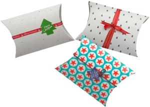 Wholesale Gold Kraft Christmas Pillow Boxes Paper Folding Jewelry Packaging Ribbon Tag Attachment from china suppliers