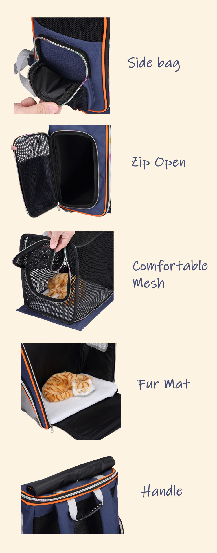 Soft Pet Travel Carrier Cage Expandable Cat Transport Bag With Pocket
