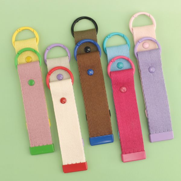 DANSKY Custom Keychain DIY Heat Transfer Label Iron on Patch Embroidery Wrist Strap Jet Tag Custom Canvas Keyring Keychain
