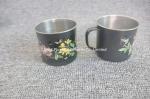 Promotion stainless steel tea kettle set with two mugs high grade fashion flower