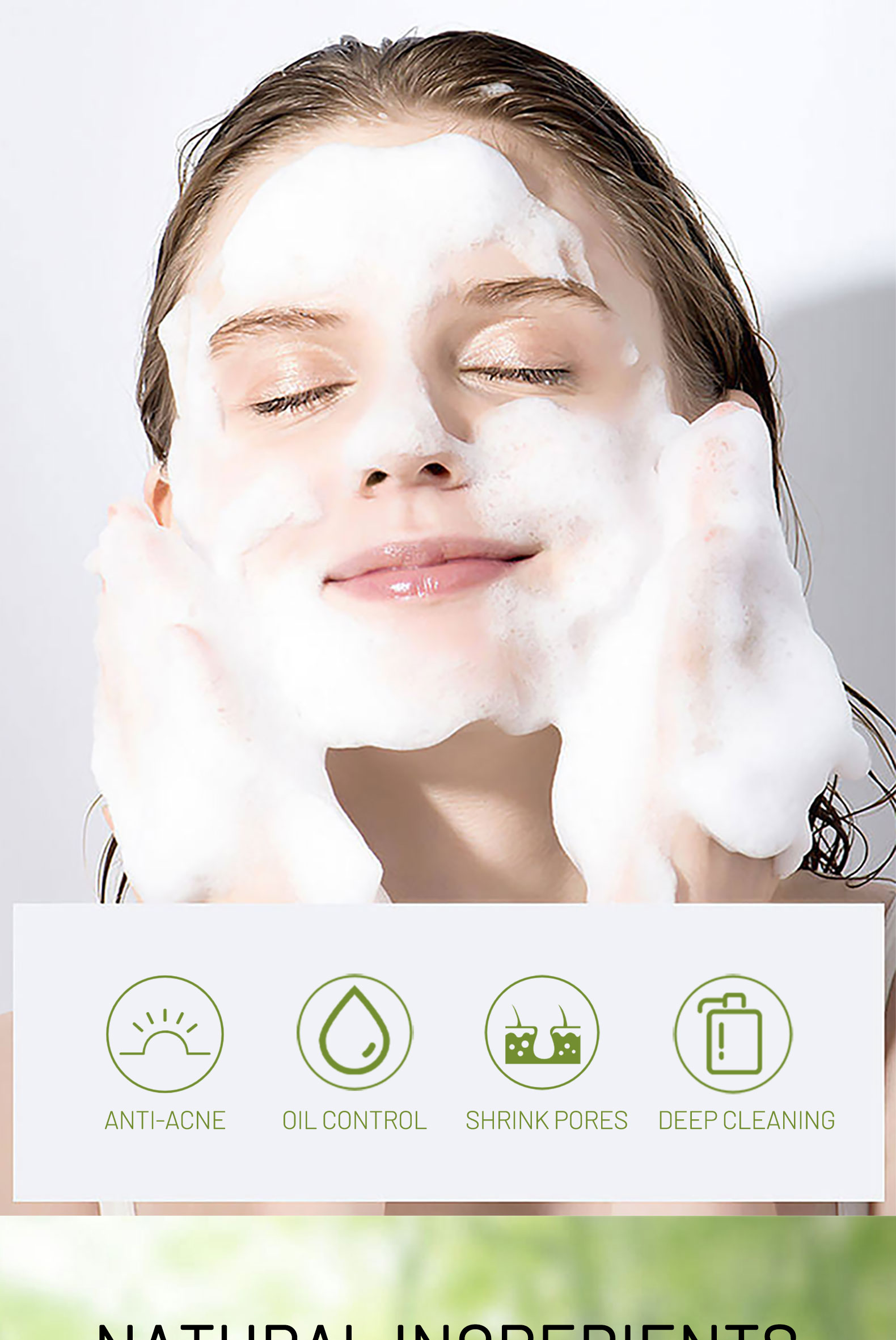 OEM Private Label Oil Free Facial Cleanser Anti Acne Organic Amino Acid Face Wash for All Skin