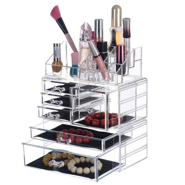 Makeup Organizer Clear Acrylic Cosmetic Storage Drawers Transparent Jewelry