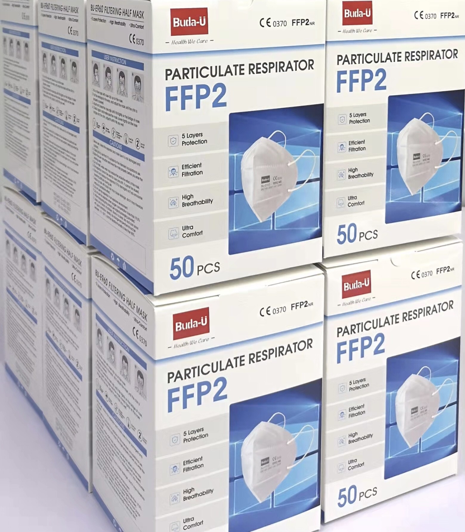 FFP2 Disposable Earloop Face Mask Respirator , Protective Face Mask , In Conformity With EU PPE Regulation
