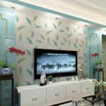 Natural Green Plants Pattern Suede Wallpaper Fashion Wallcovering Distributors
