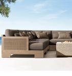 High Quality Garden Hotel Teak Set Outdoor Hand Woven Rope Teak Sofa And Table