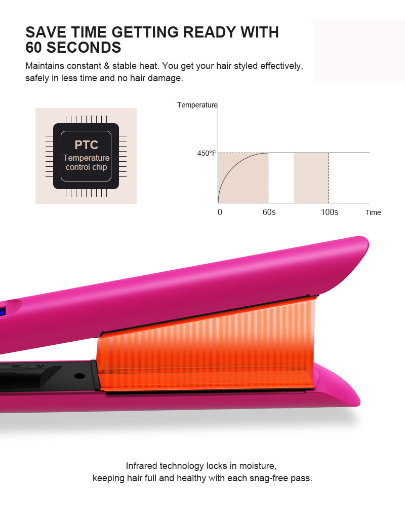 1 Inch 450 Degrees Ceramic Plate Flat Iron Professional Salon Tools Infrared