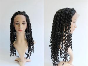 Wholesale Natural Color Full Lace Remy Hair Wigs , Deep Wave Curly Hair Extensions from china suppliers