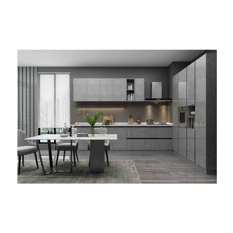 20mm High Gloss Island Kitchen Cabinets Units With Island Grey Carcase