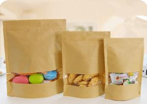 Wholesale Flat Bottom Plastic Storage Bags With Zippers White Kraft Paper Food Grade from china suppliers