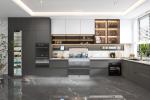 Modern Kitchen Cabinet With Marble Countertop And Solid Wood Door Material