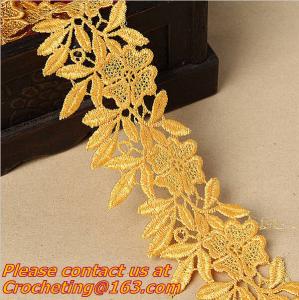 Wholesale Golden Venise Lace Trim Flower Motif Ribbon Crafts from china suppliers