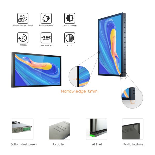 43 inch Outdoor All aluminum Wall Mounted High Brightness Digital Signage