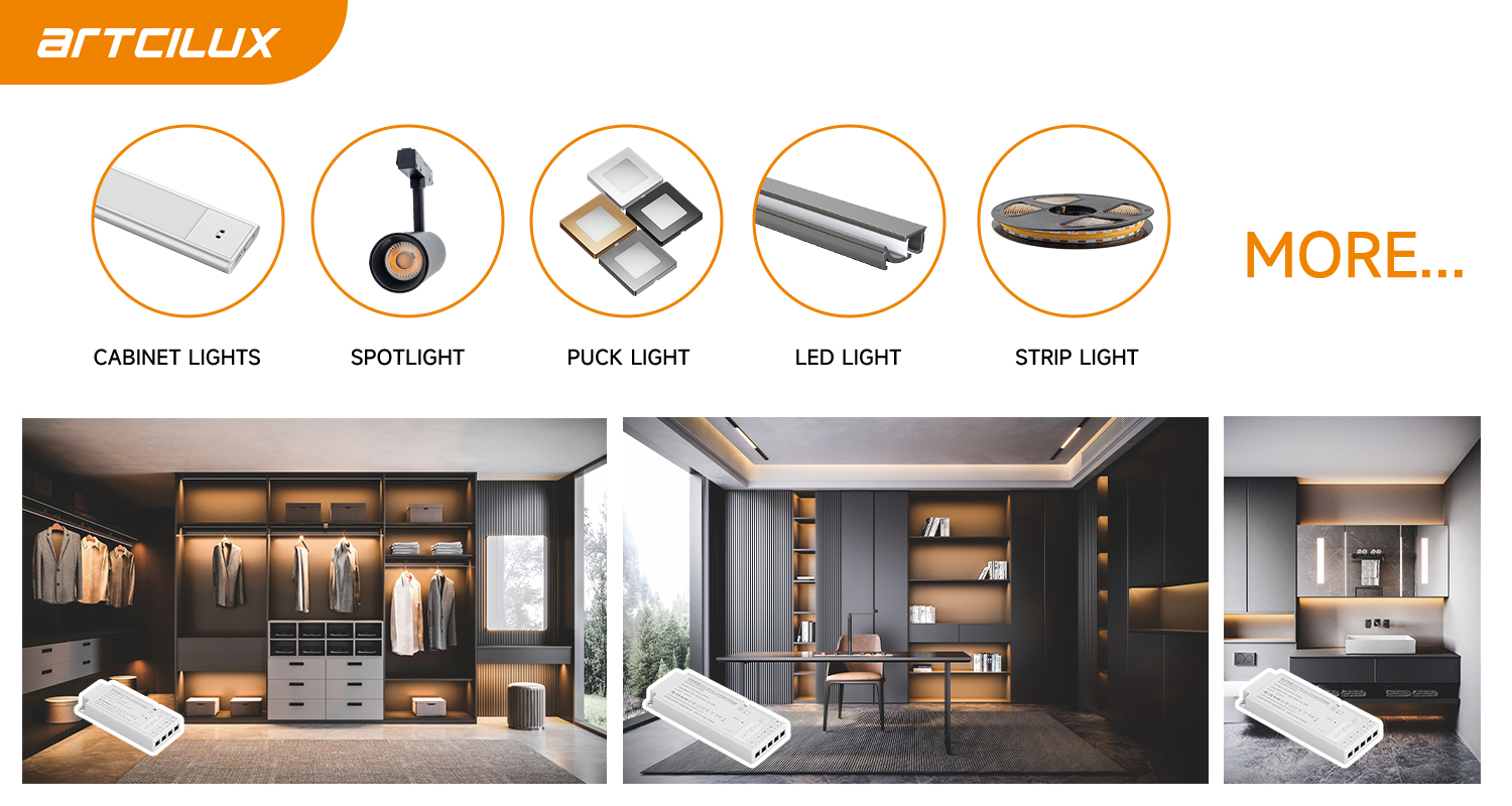 Ultra Slim LED Smart Power Supply For Under Cabinet Lighting Multiple Output Types
