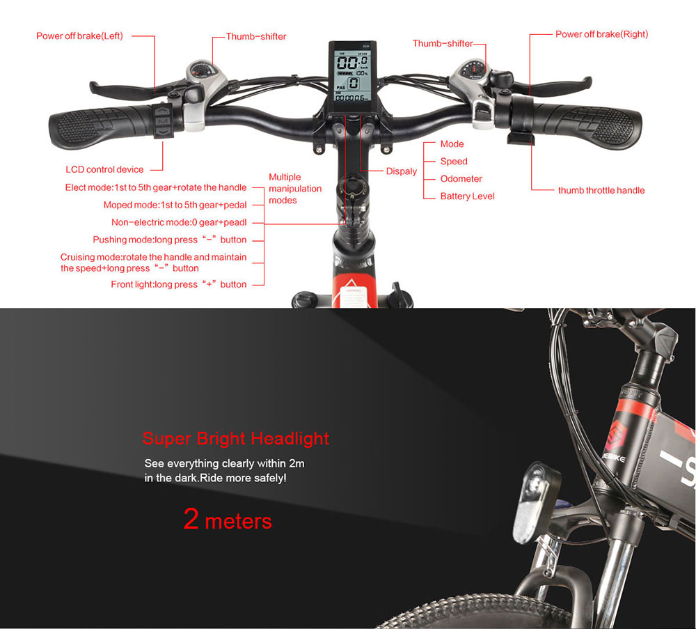 Samebike 26 Inch Folding Electric Bike LO26 With 10.4Ah Lithium Battery