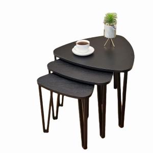 Wholesale Modern Black Chipboard Wood Nest Of 3 Coffee Tables Set For Living Room from china suppliers
