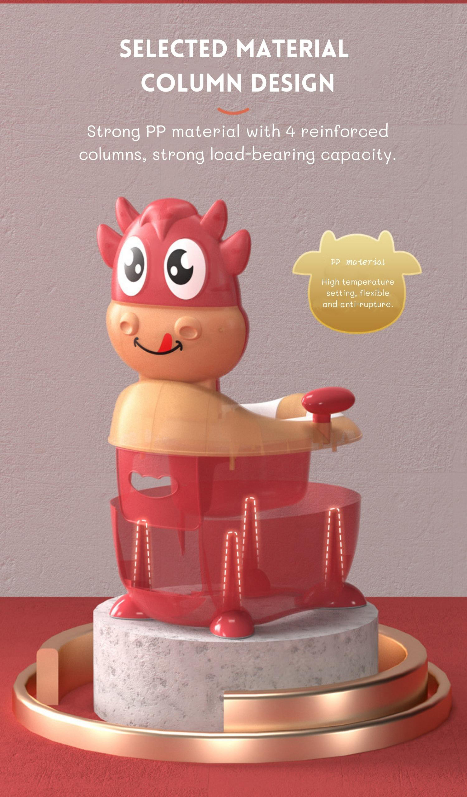 Cow Shape Dark Green Red Baby Training Potty with EN71 Test Certificate