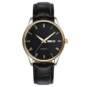 Wholesale Brown Leather Strap Mens Wrist Watch Dual Calendar Luminous Quartz Anti Fog from china suppliers