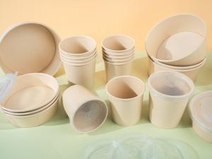Wholesale Disposable 335 Gsm Bamboo Pulp Paper Bowls Takeaway 16 Oz With Lids from china suppliers