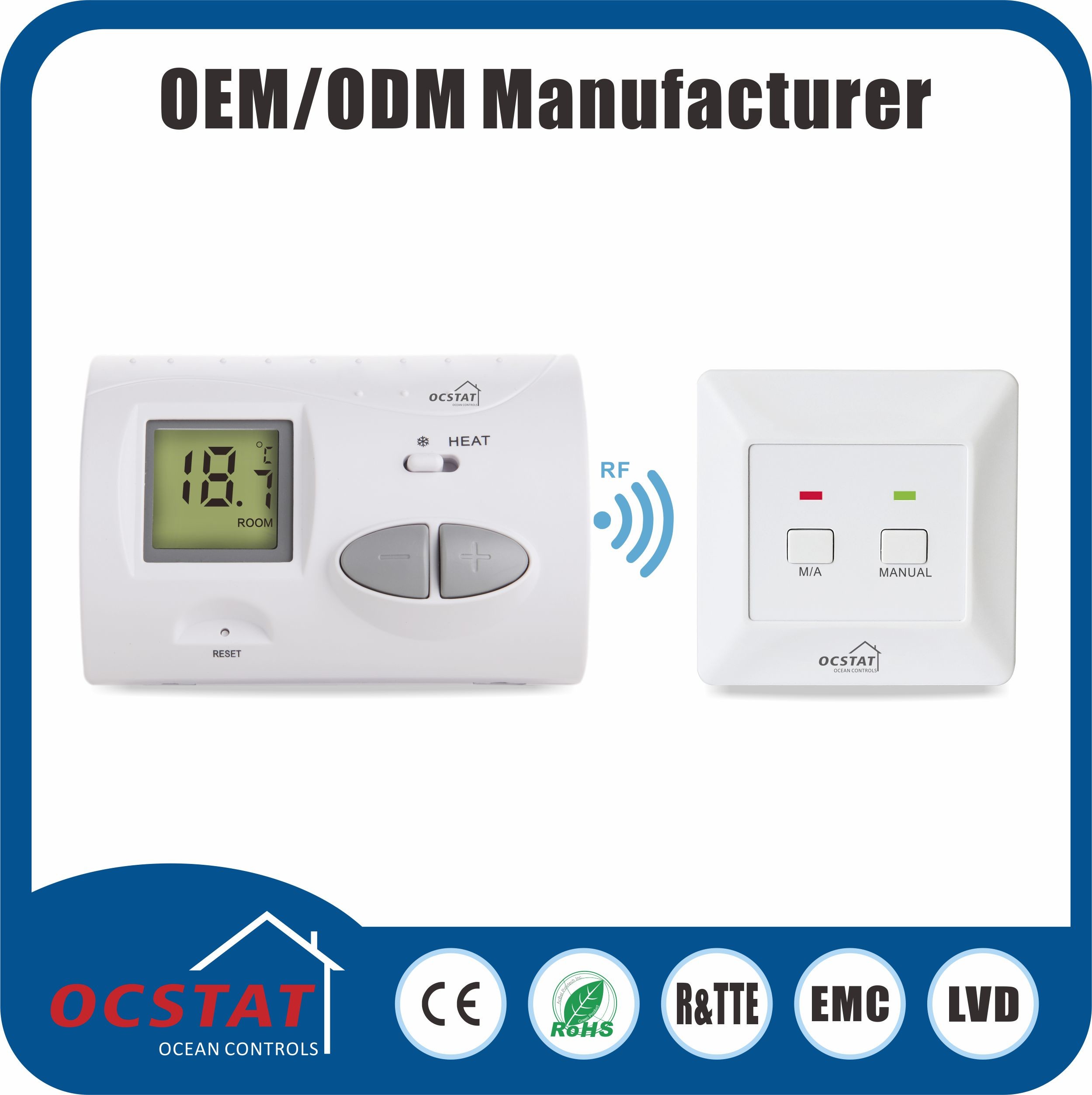 Non - Programmable Wireless Thermostat , Temperature Controlled Thermostat underfloor system