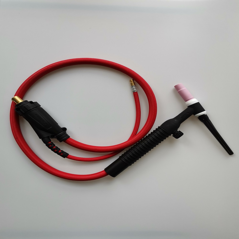 Upper WT-17 10-25EU Gas Argon Tig Torch Air-cooled Welding Gun for Metal Welding Black Red