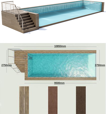 Customized Clear Acrylic Wall Sheet Prefab Pool with Filter Tank and Brown Desig