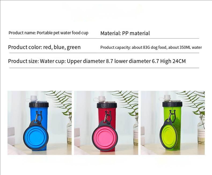 Pet Portable Water Food Cup Outdoor Dog Water Cup With Food Bowls