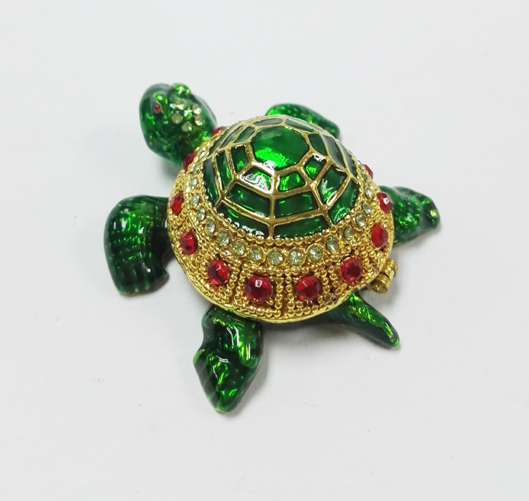 Mini Turtle trinket jewelry box petwer metal jewelry box diamond decoration gifts box
