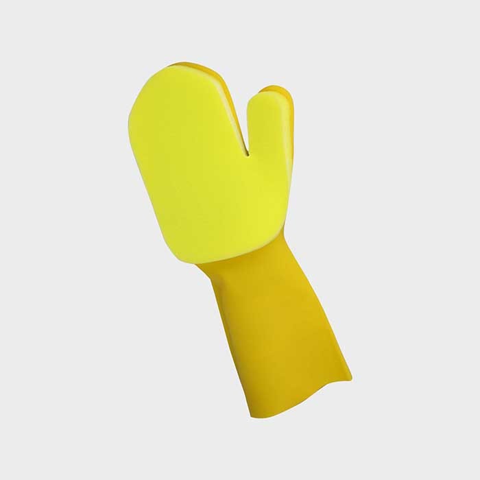 Yellow Household Dishwashing Sponge Gloves Easy Use For Kitchen Cleaning