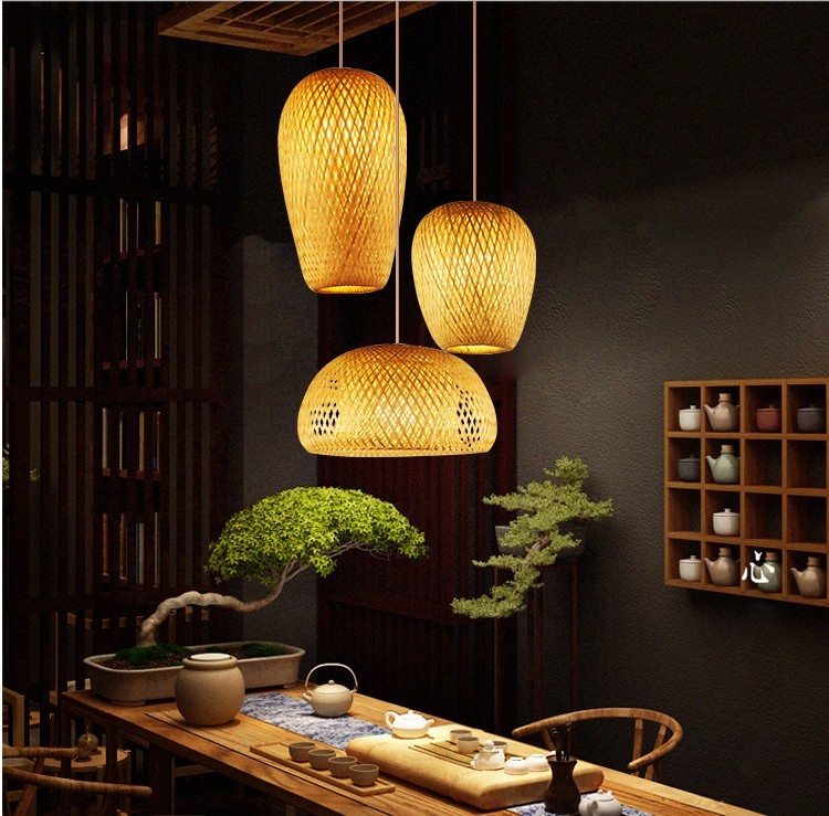Chinese Hand Knitted Bamboo Art Pendant Lights Restaurant Caf Loft Hanging Pendant Lamp Fixture(WH-WP-37)