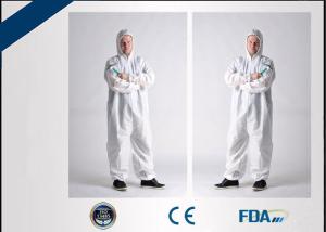 Wholesale Breathable Disposable Medical Coveralls , Anti Static Hooded Cleanroom Suit from china suppliers