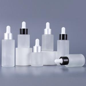 Wholesale Glass Cosmetic Containers Flat Shoulder Frosted Cosmetic Serum Dropper Bottle from china suppliers