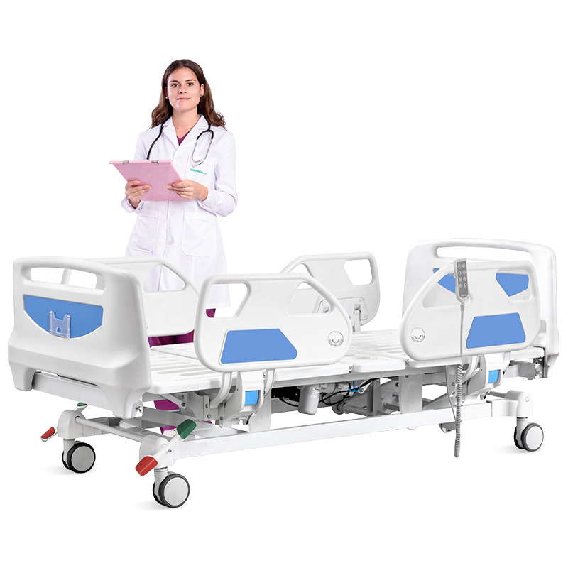 Portable Casters 5 Function Folding Metal Medical Furniture Adjustable Electric Nursing Patient Hospital Bed