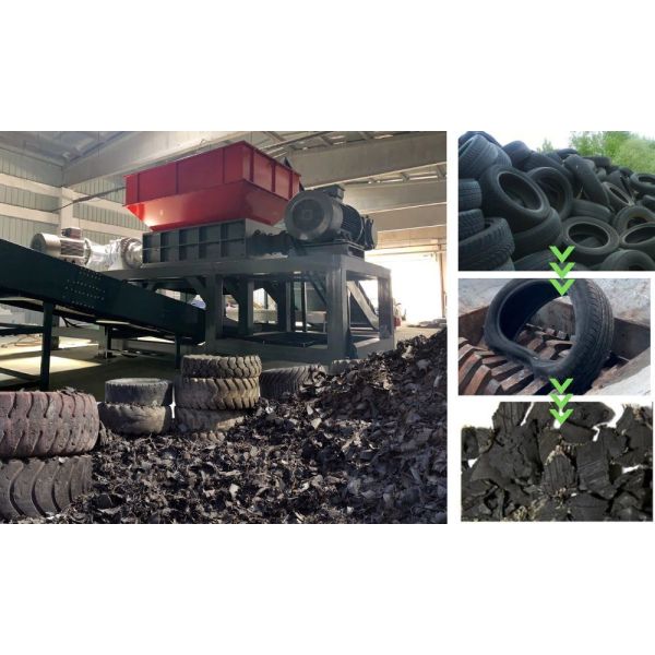 Double Shaft Shredder for Full Automatic Waste Rubber Tire Recycling Machinery