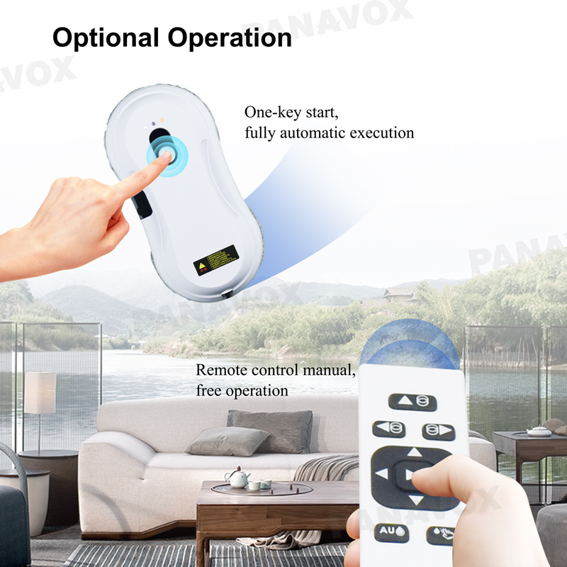 White 80 Watt Window Cleaner Robot 295mm Vacuuming Magnetic Window Cleaning Robot