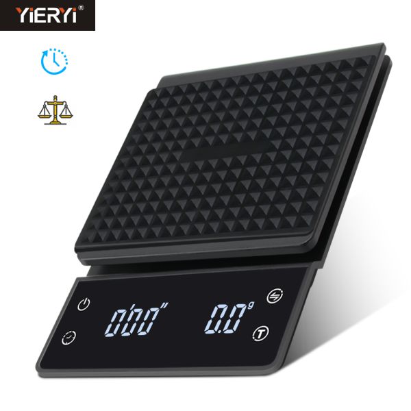 Digital coffee scale front view showing LCD display and controls