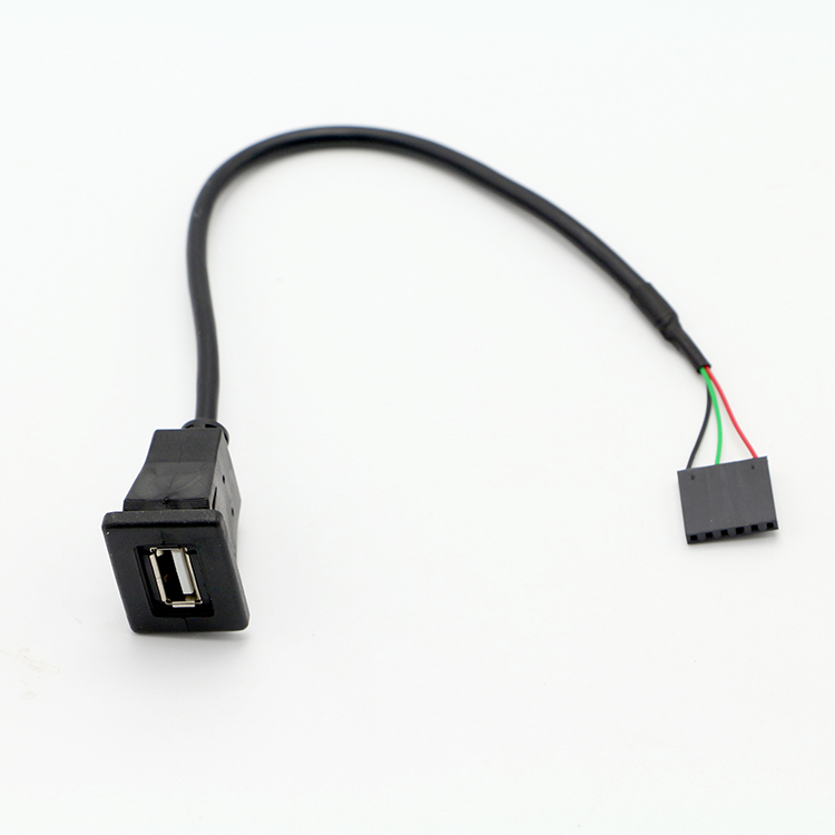CUSTOM Snap Socket USB 2.0 A Male Panel Mount Cable with 6 Wires Dupont Terminal