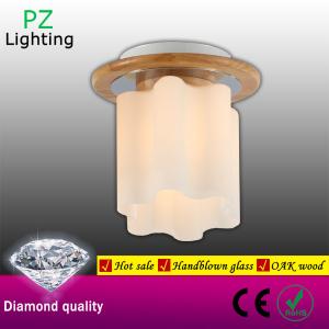 Wholesale Flower shape glass shade Thailand imported OAK wood ceiling light made in Zhongshan China from china suppliers