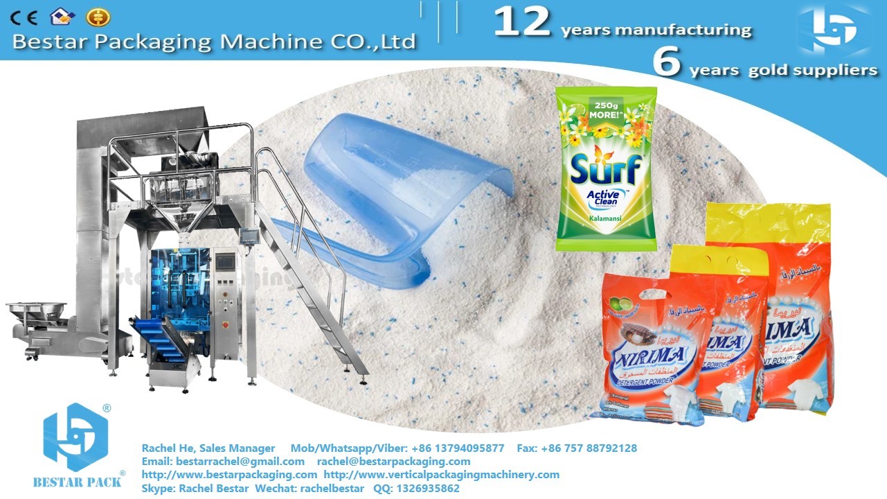 Detergent powder packing machine 400g pouch with hang carrying hole