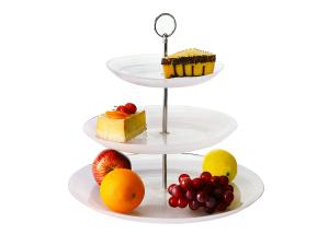 Wholesale Bar 3 Tier Smoky White Glass Cake Plates , Strong Stem 8.6'11.4'',15' Inch Glass Cake Stand from china suppliers
