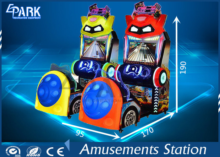 Indoor Driving Arcade Cabinet / Game Machine For Kids 3 Lives Cartoon Style