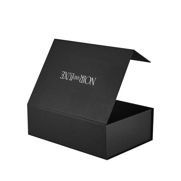 OEM ODM Folding Cardboard Boxes Luxury Magnetic Boxes Black Textured Paper