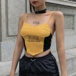 Letter Printing Ladies Camisole Tank Tops Contrast Color Stitching