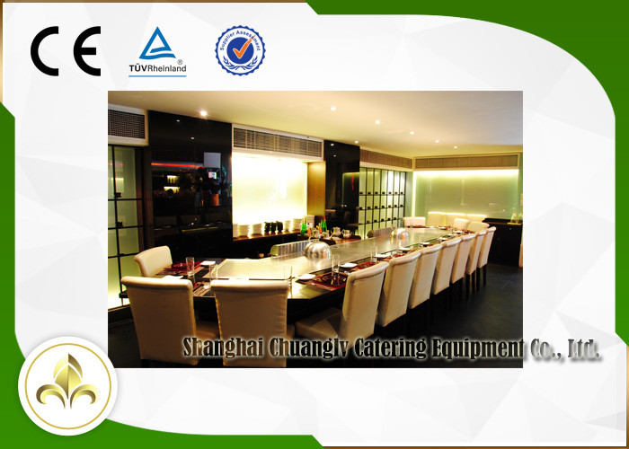 Bridge Shape 13 Seats Outdoor Hibachi Gas Grill , Outdoor Teppanyaki Table