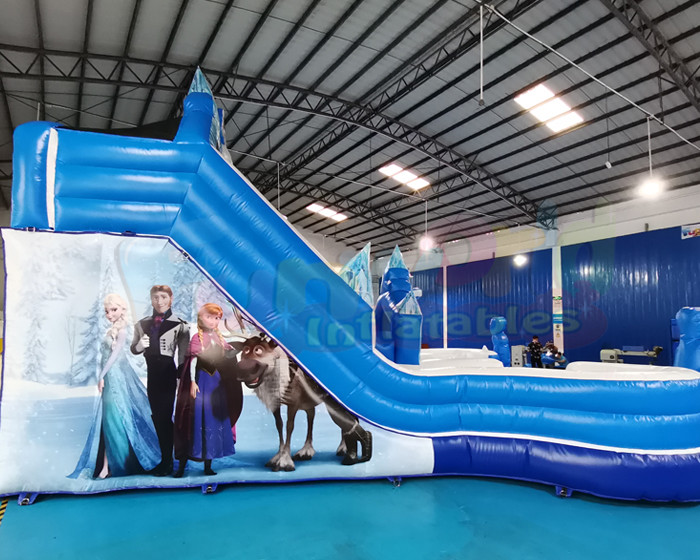 Frozen Double Jumping Bouncer Inflatable Water Slide With Pool