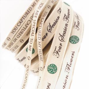 Wholesale 100% Natural Custom Printed Ribbon , Personalised Cotton Ribbon Eco - Friendly from china suppliers